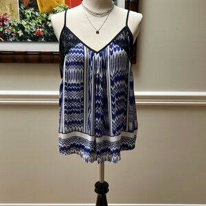 DANIEL RAINN Blue and White Graphic Camisole